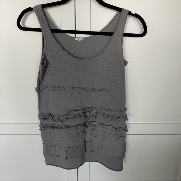 J. Crew Brûlée Ruffled Grey Tank Top size XS - Picture 2 of 6
